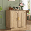 Buffet Cabinet with Storage, 2 Door Sideboard Credenza with Arch Design and Adjustable Shelves, 31.5" Modern Coffee Bar Accent Cabinets for Kitchen, Living Room, Entryway, Natural