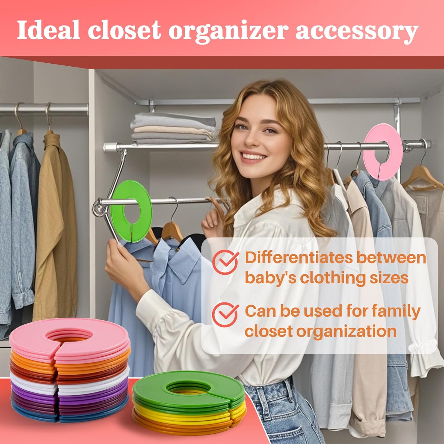 Closet Dividers Clothes Organizers - Sukh Closet Organizers Plastic Clothes Size Dividers Labels Separators for Garment Organizer Boutique Hanger Clothing Rack No Burrs 10 Assorted Colors (50)