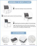 4 Pack Stacking Chairs 1102LB Capacity Home Office Guest Chair Set With Sled Base, Modern Reception Chair for Kitchen, Waiting Room, Multi-Purpose, Break Room, Training, Cafeteria, Gray Color