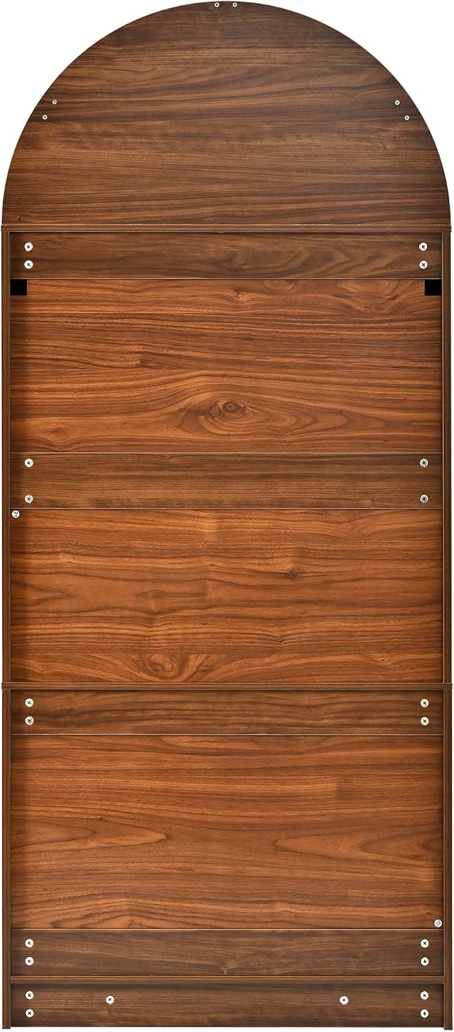 72" Tall Arched Kitchen Pantry Cabinet with Fluted Doors & 8 Shelves, Brown | Storage Cabinet with 3 Adjustable Shelves & Hidden Drawer, Versatile for Kitchen, Dining Room, Bathroom, Office