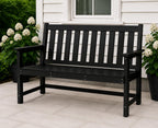 Outdoor Bench, HDPE Weatherproof Garden Bench, 48 Inches 2-Person Patio Bench for Outdoors, Porch Backyard Park Furniture, 660 lbs Weight Capacity, Black