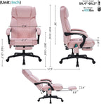 Massage Office Chair with Foot Rest 6 Points Vibration and Heat Home Office Desk Chairs for Heavy People 400lbs Reclining Managerial Chairs Ergonomic Executive Chair (Pink)