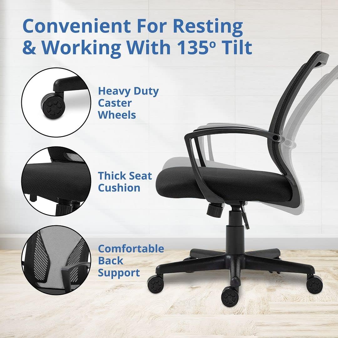 Halter Desk Chair - Black Gaming Mesh Chair - Adjustable and Comfortable Ergonomic Chair with Armrests and Wing Lumbar Support - Ideal Gaming or Home Office Chair