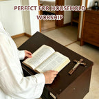 Prayer Kneeler, Wooden Prayer Bench for Kneeling, Kneelers for Praying at Home and Church, Prayer Stool with Soft-Padded Seat & Built-in Desktop, Ebony