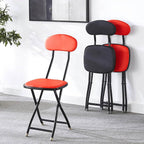 Metal Chair Folding -Iron Stool Bar Chairs Event,Stacking Armless Chair High Back,Square Soft seat,Curved Open Back(Black)