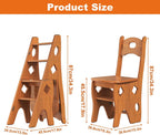 Folding Library Ladder Chair, 4 Tier Portable Step Stool Chair, Lightweight 3-in-1 Stepladders Display Stand, Library Steps Bookshelf Plant Stand for Storage and Decoration