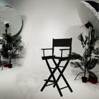 Tall Directors Chair Foldable 46'', Makeup Chair Black for Makeup Artist, 250lbs Capacity Solid Hardwood,Black