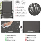YLGJ&TIDY Folding Patio Chairs Set of 2 Stackable Outdoor Chairs with Armrests Backrest Portable Folding Chair for Patio Garden Camping Fishing Yard Lawn，No Assembly (Gray, 2 Pcs)