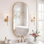 DUMOS 24" x 48" Oval Bathroom Mirror, Gold Wall Mirrors with Metal Frame, Tempered Glass, Morden Vanity Mirror for Over Sink, Entryway, Living Room, Bedroom, Horizontal or Vertical
