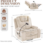 360° Swivel Rocker Recliner Chair for Adults, Rocking Chair Nursery with Massage and Heat, Chenille Fabric Recliner with Cup Holders & Side Pocket for Living Room