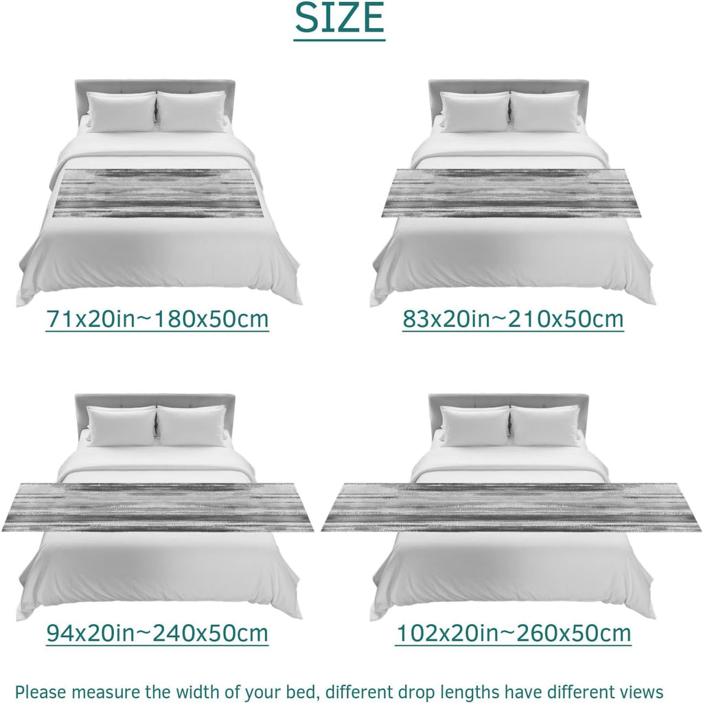 Gray Black Ombre Bed Runner King Size, Modern Abstract Art Oil Painting Bed Scarf Protector Slipcover for Bedroom Wedding Room Hotel, Bedding Runner Throws for Foot of Beds 94"x20"