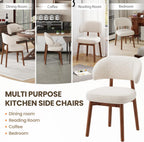 MALOL Wooden Dining Chairs Set of 6, Modern Upholstered Dining Room Chair, Fabric Kitchen Side Chairs with Curved Open Back for Living Room/Restaurant/Cafe, Beige