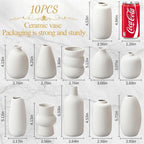 White Vases Set of 10, Small Ceramic Flower Vases Bulk Bud Vases for Wedding Table Centerpieces Decor Pampas Grass Modern Boho Home Party Decor DIY Gift