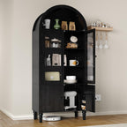 Furnify 71" Tall Arched Pantry Cabinet, Modern Kitchen Storage Cabinet with Doors, 3 Adjustable Shelves, Door Shelves, Organizer, Versatile Cupboard for Kitchen, Bathroom, Black