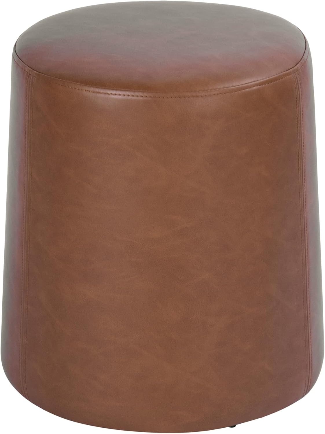 HomePop 17" Organic Shape Ottoman - Chestnut Faux Leather