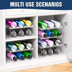 Stackable Water Bottle Organizer for Cabinet, Bottle and Other Tumbler Organizer for Kitchen Cabinets,Clear Stackable Water Bottle Holder and Wine Rack