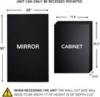TEHOME Black Recessed Bathroom Medicine Cabinet with Mirror Squared Corner Rectangle Metal Framed Medicine Cabinet with Beveled Mirror 20x30''