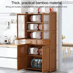 Tall Freestanding Food Storage Cabinet, Kitchen Pantry Storage Cabinet with Drawer, with Adjustable Shelves & Barn Doors, for Dining Room, Living Room(Yellow)