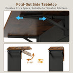 RALGEND Rolling Kitchen Island Cart with Drop Leaf & Power Outlet, Mobile Kitchen Island on Wheels, Island Table with Storage Cabinet, Microwave Shelf & Wine Rack for Kitchen, Black & Rustic Brown