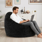 Sweetcrispy Bean Bag Chair, 39 Inch Bean Bags for Adults and Kids, Chair with Memory Foam Filled, Couch with Backrest and Armrests, Comfy Sofa for Living Room, Bedroom and Dorm, Black