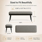 Forteek 32" Retro Upholstered Entryway Bench, Leather & Fabric Shoe Bench with Removable Cushion, End of Bed Bench for Bedroom, Small Dining Bench for Living Room, Storage Bench for Hallway & Foyer