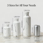 Modern Ceramic Flower Vase Set of 3, Minimalist Vase for Home Decor, Decorative Vase for Table Entryway Mantel Centerpiece Living Room Bathroom Bedroom (White Gray Marble)