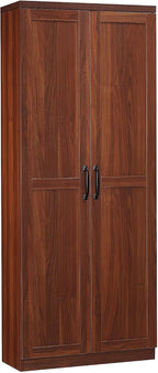 23.5" D*15.8" W*63" H Freestanding Kitchen Pantry with 4 Shelves, Double Door, Traditional, Rectangular Storage Cabinet, Easy Assembly, for Living Room, Dining Room, Brown