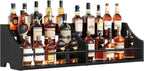 FAVOOSTY 5 Tier Countertop Liquor Bottle Display Shelf Organizer, Retro Tabletop Wine Rack Stand, Multi-Purpose Storage Holder for Whiskey, Spirits, Coffee Syrup, Mini Home Bar & Liquor Cabinet,Black