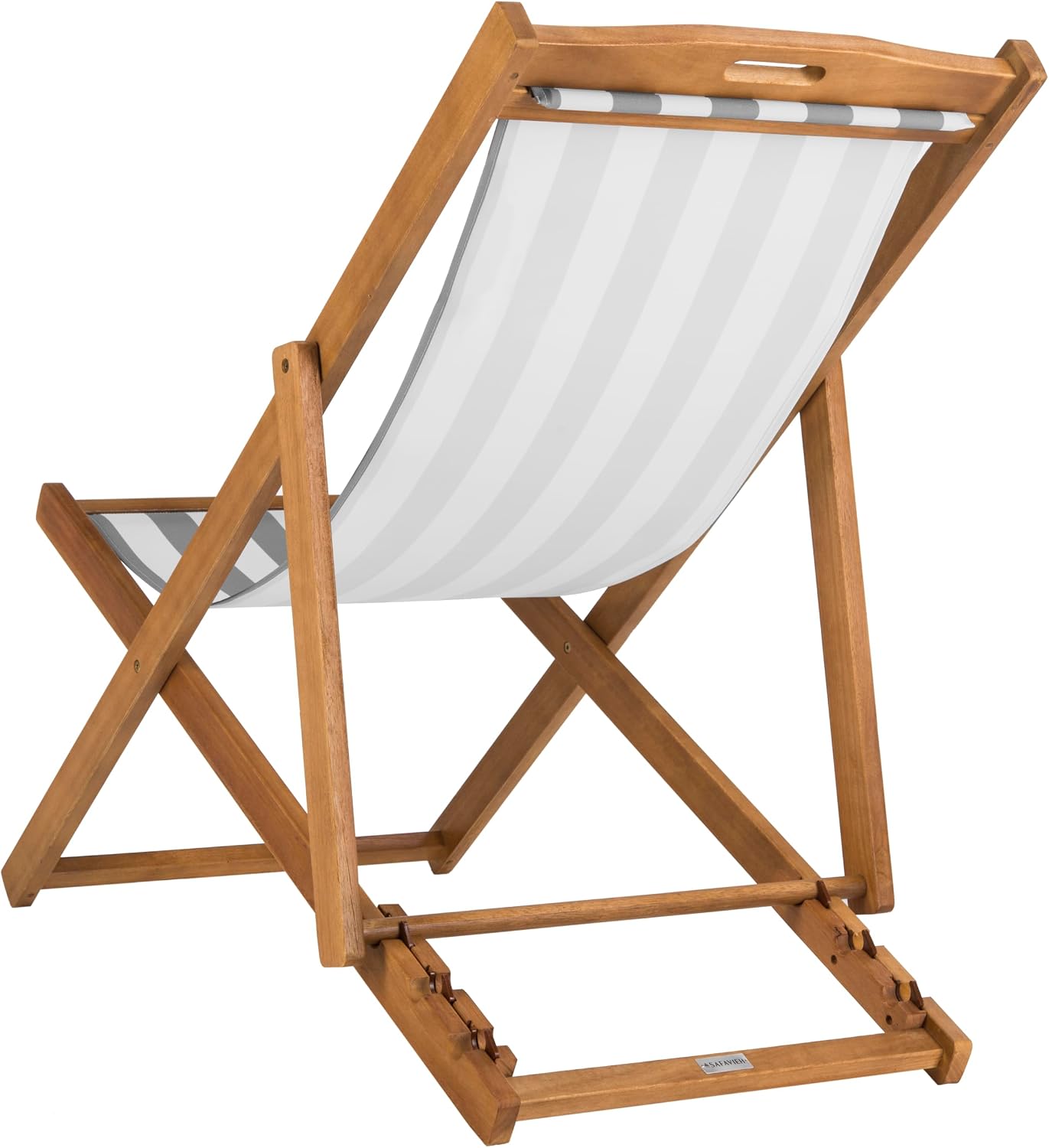 SAFAVIEH Outdoor - Loren Folding Sling Chair Set of 2 - Brown & Grey Stripe - Solid Wood Frame - Portable Bistro Design - Ideal for Patio, Poolside, Backyard, 24" W x 43" D x 25" H (PAT7040B-SET2)