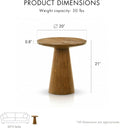 Furniture of America Lestara Modern Solid Wood 20-inch Round End Tables Set of 2 with Cone-Shaped Pedestal Base, Living Room Furniture for Small Space, Home Office, Walnut