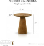 Furniture of America Lestara Modern Solid Wood 20-inch Round End Tables Set of 2 with Cone-Shaped Pedestal Base, Living Room Furniture for Small Space, Home Office, Walnut