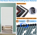 Trackless Invisible Honeycomb Folding Door, White, 24"-80" Wide, Pull Down, Space-Saving Design, Ideal for Home and Office, 20x80in (50.8x203.2cm)