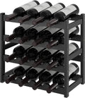 Wine Rack，Bamboo Wine Storage Cabinet Shelf，Countertop Wine Shelf- Freestanding Wine Holder for Kitchen & Pantry (Black, 4-Tier)