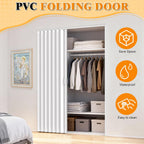 Accordion Door PVC Folding Door Space Saving for Closet Room Divider, 48"x80" 63"x80" Interior Folding Door with Hardware, No Floor Track, Waterproof UV Resistant (62.99" * 79.53", Single Door)