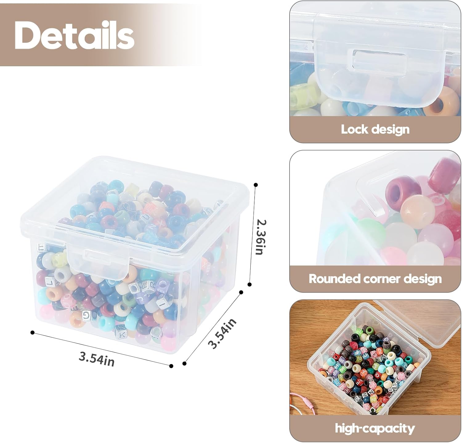 10 Pack Bead Organizer Box, Small Clear Plastic Containers with Lids – Craft Storage for Beads, Crayons, Stickers & Findings – Stackable Classroom Bins with Snap Lid – Clear Square Small