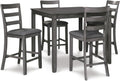 Signature Design by Ashley Bridson 5 Piece Dining Room Set, Includes Table & 4 Ladderback Barstools, Wood, Gray