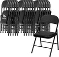 SEALAMB 16 Pack Folding Chairs with Cushion Seat, Heavy Duty Metal Frame Portable Stackable Chairs for Wedding Party Office School Church Events, Indoor Outdoor Use, 350 lb Capacity, Black