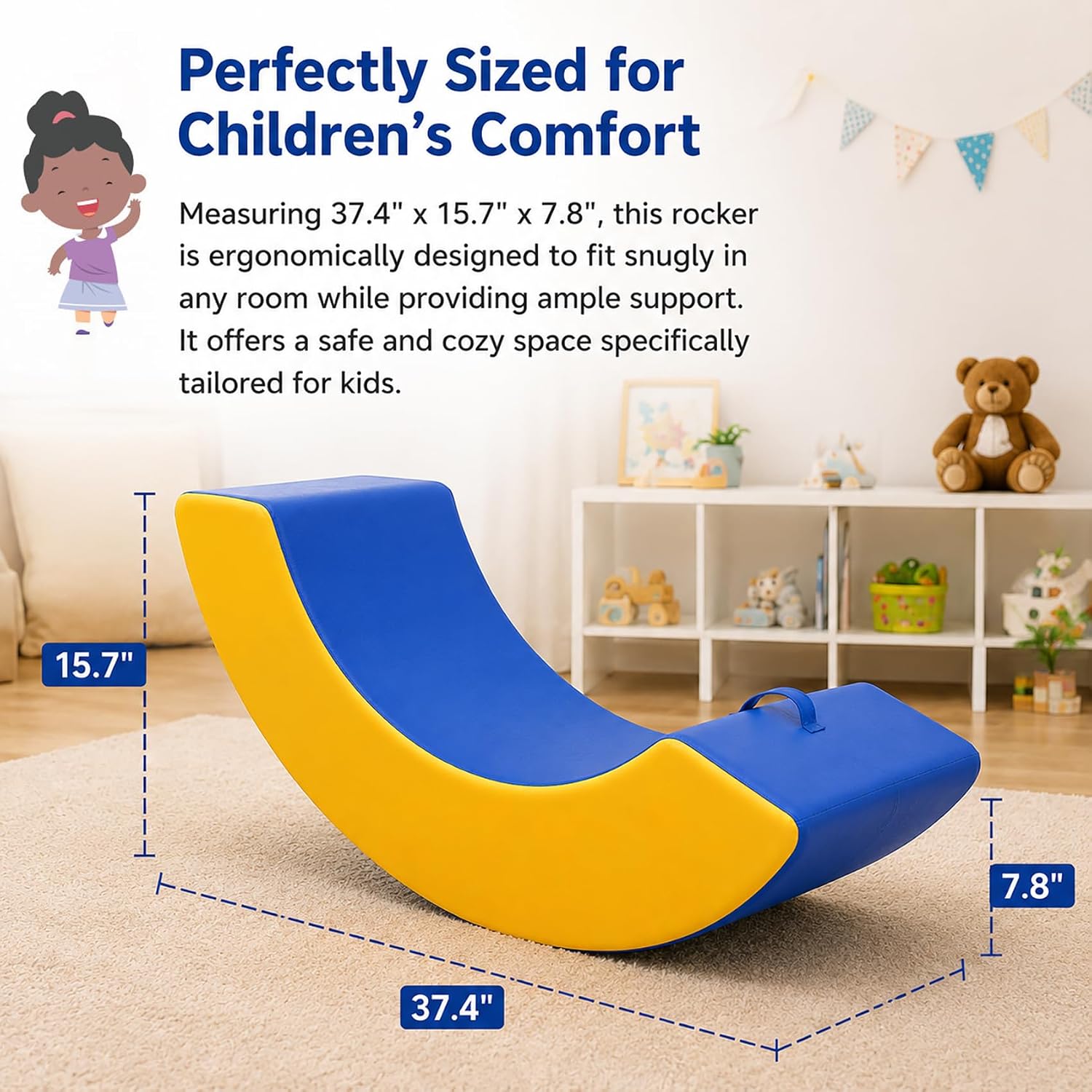 Sensory Rocking Chair with Waterproof PU Cover,High-Density Foam Portable Sensory Chair for Kids-Classroom Rocker for Focus & Engagement