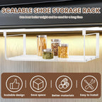 Shoe Storage Rack, Expandable Shoe Rack, Under Shelf Shoe Rack, Carbon Steel Under Shelf Shoe Rack Hanging Shoe Tray for Cabinet Shoe Cupboard (White)
