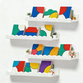 Nursery Book Shelves, Set of 4 Floating Book Shelves, Scalloped Wall Bookshelf for Bedroom, White Decor for Nursery, Baby, Toddler Room