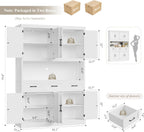 HITHOS 76" Tall Kitchen Pantry Storage Cabinet, 55“ Wide Kitchen Hutch Cabinet with Storage Drawers, Large Food Pantry with Microwave Stand, Modern Cupboard with Hutch for Dining Living Room, White