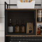 ECACAD 70.9" L Sideboard Buffet Storage Cabinet with Hutch, Pegboard, 4 Metal Mesh Doors, 6 Drawers & Shelves, Kitchen Pantry Cupboard for Living Room, Dining Room, Black & Rustic Brown