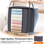 TasticTotes 120L Extra Large Clothes Storage Bags, Foldable Blanket Storage and Organization, Thick Fabric Containers with Reinforced Handles & Zippers for Clothing, Comforters, Bedding, Gray, 1 Pack