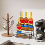 6 Bottle Coffee Syrup Rack Organizer 2 Tier Syrup Holder Stand for Coffee Bar Syrup Storage Shelves for Bar Family Storage Small Wine Rack for Syrup Wine Dressing