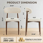 Beige Dining Chairs Set of 2, Modern Upholstered Dining Room Chair with Linen Fabric, Farmhouse Kitchen Side Chairs for Home, Apartment, Restaurant, Walnut Metal Legs(Chair Only)