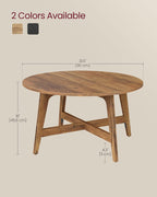 VASAGLE MAEZO Collection - Round Coffee Table, 31.5-Inch Center Table, Tapered Legs, Curved Transitions, Easy to Assemble, for Living Room, Honey Brown ULCT251KB01S