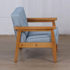 BabyLand Children Armchair, Single Kid Sofa Chair with Solid Wood Structure and Linen Fabric for Kid Gift (Light Blue)
