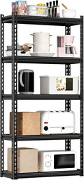LEVELEVE 5-Tier Storage Shelving Unit, Metal, for Kitchen, Garage, Laundry Room, Adjustable, 30" L x 12" W x 60" H, Rectangular