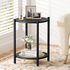 Side Table, End Table Small Round Table Sofa Bedside Table Mini Coffee Accent Table, Farmhouse Wood End Table Stand, Nightstand for Small Spaces, Living Room, Bedroom, Office, Black
