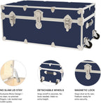 Rhino Trunk & Case Classic Camp & College Trunk with Wheels. 30"x17"x13", 1500+ lbs Capacity - Many Colors, Soft-Close Lid. Strong, USA Made Summer Camp Footlocker and Secure Dorm Storage Chest